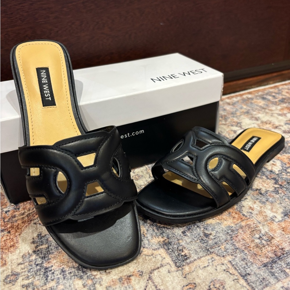 Nine West Women's Black Slide Sandals Geena Size 6